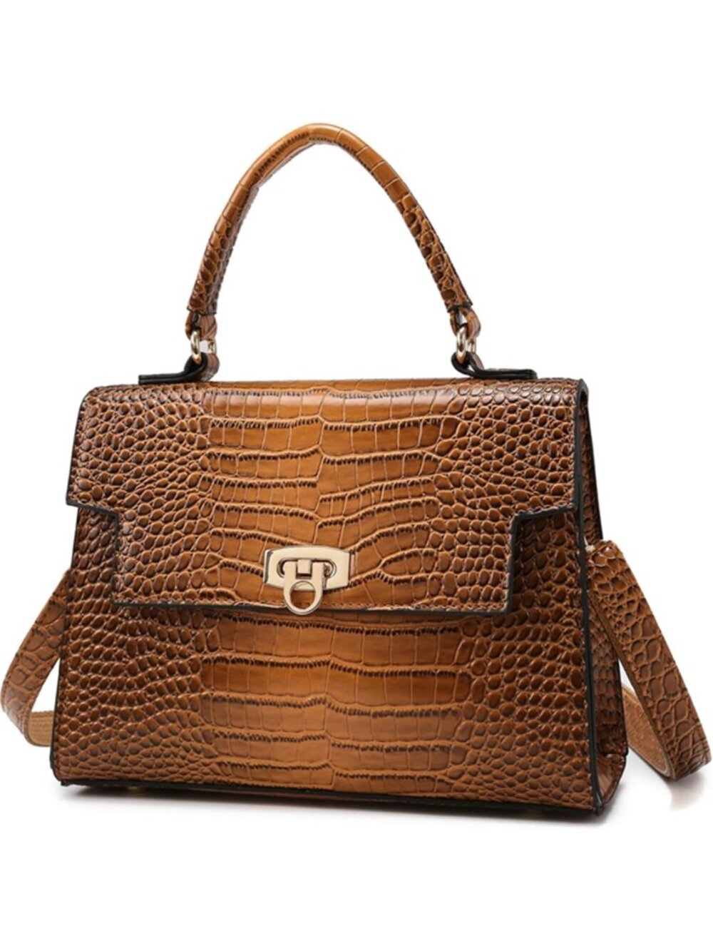 Trendy Crocodile Pattern Handbag for Women | Medium Structured Crossbody Satchel